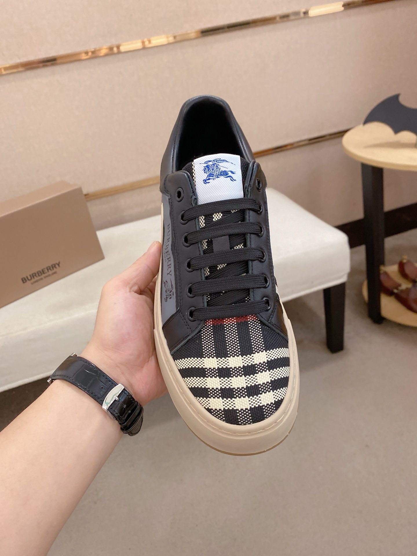 Baskets burberr*y Check en cuir 2026 - Image 5