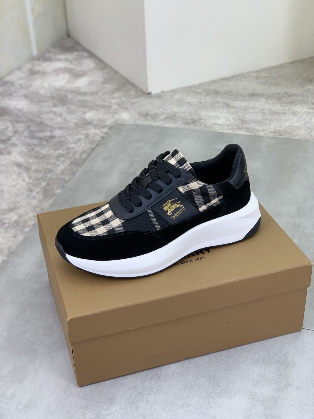 baskets b.b check en cuir 2026